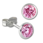 SilberDream Ohrring Zirkonia rosa 5mm 925 Silber Ohrstecker SDO5535A