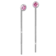 SilberDream Ohrhänger Durchzieher Zirkonia rosa 4mm 925 Silber SDO5964A