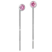 SilberDream Ohrhänger Durchzieher Zirkonia rosa 5mm 925 Silber SDO5965A