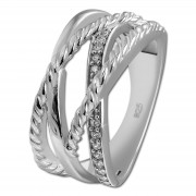 SilberDream Ring Bandring gedreht Zirkonia weiß Gr.56 aus 925er Silber SDR411W56