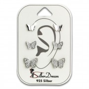 SilberDream Ohrstecker 3er Set Schmetterlinge Zirkonia 925er Ohrring SDS622WJ