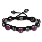 Shamballa Armband original Sterlinx mit 5 lila Glitzerkugeln SHS51V