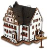 Lichthaus Fachwerk Rathaus wei mit Treppe original LeuchtKeramik DKH50W