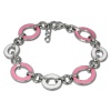 Amello Armband Oval Emaille rosa/wei Damen Edelstahlschmuck ESAG01P
