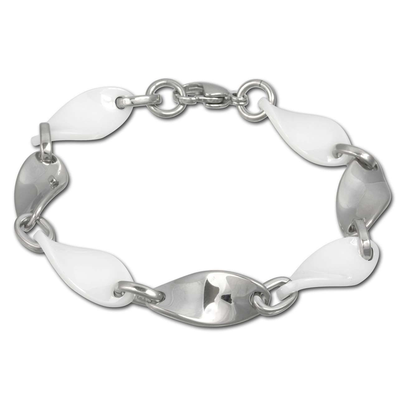 Amello Armband Keramik Welle wei Damen Edelstahlschmuck ESAX08W