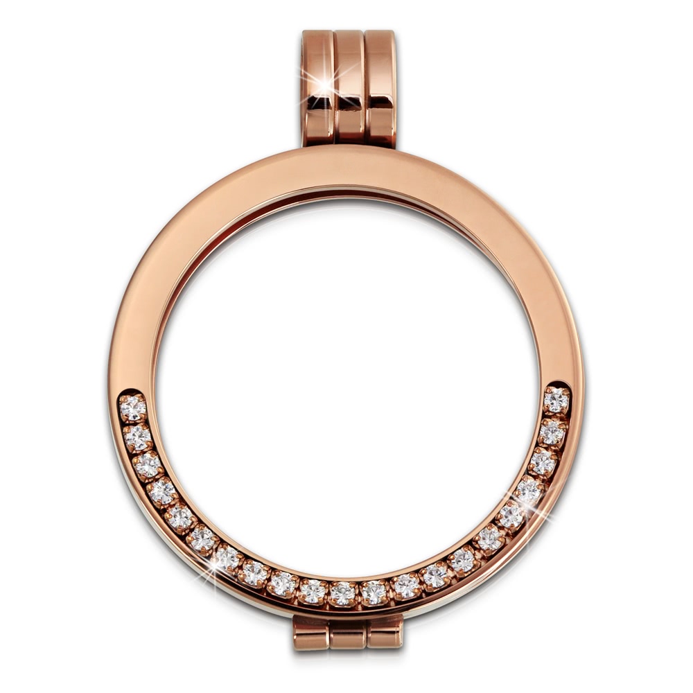 Amello Coinfassung 25mm Edelstahlkettenanhnger rose Zirkonia Schmuck ESC052W
