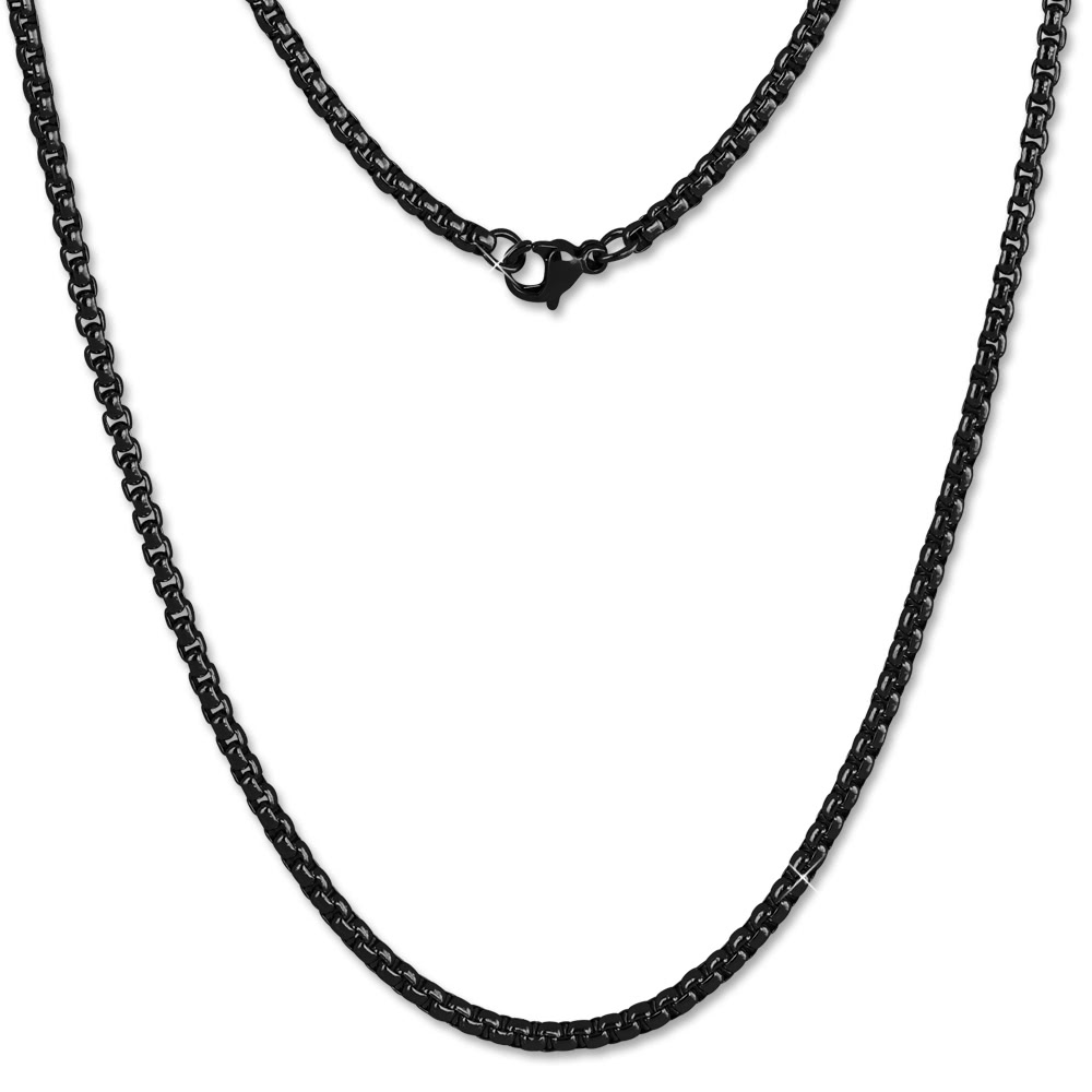 Amello Coinskette Edelstahl-Kette 80cm geschwrzt Edelstahlschmuck ESC102S