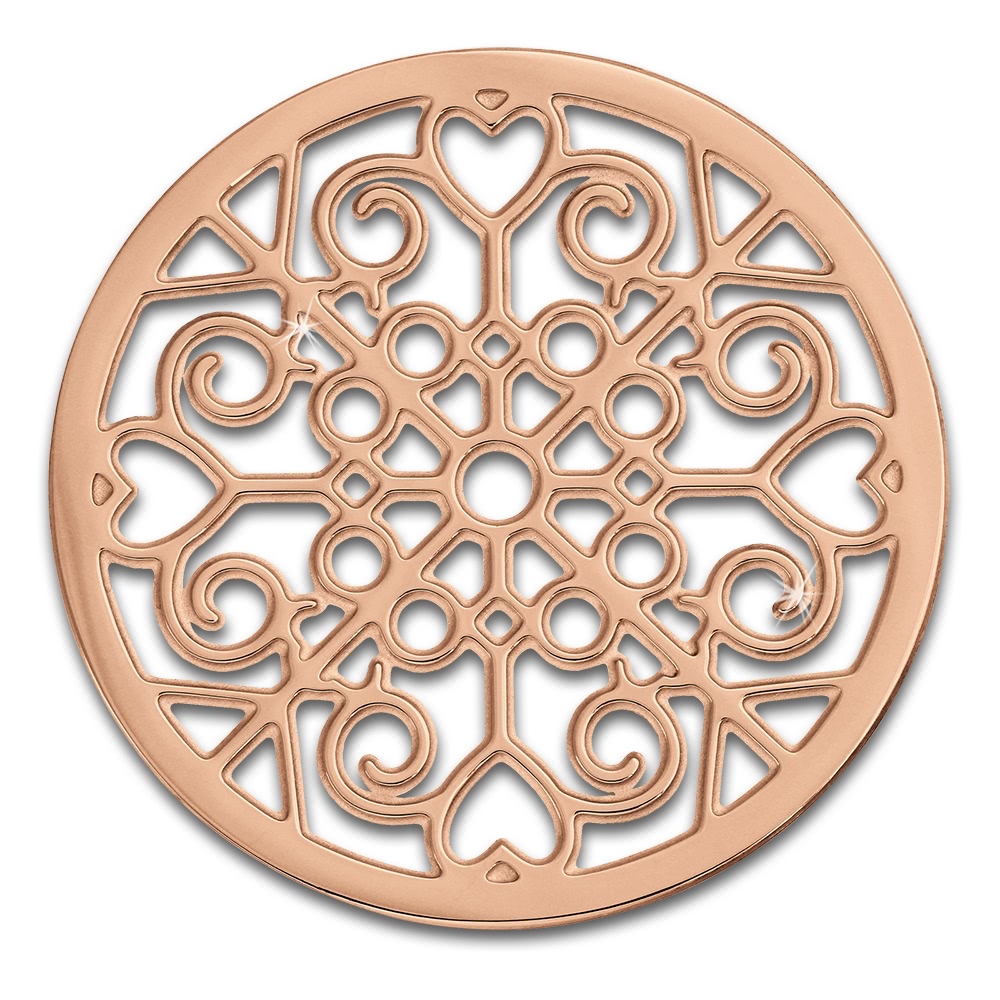 Amello Edelstahl Coin Muster rosegold f�r Coinsfassung Stahlschmuck ESC523E