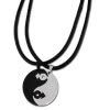 Amello Halsketten-Set YinYang schwarz/wei Edelstahlschmuck Unisex ESK001S