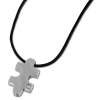 Amello Halskette Puzzle weie Zirkonia Edelstahlschmuck Puzzel Unisex ESK021W