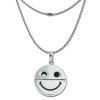Amello Halskette mit schmunzelnder Smiley Anhnger Edelstahl Kette ESK032W