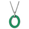 Amello Halskette Oval Emaille grün/weiß Damen Edelstahlschmuck ESKG01G