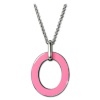 Amello Halskette Oval Emaille rosa/weiß Damen Edelstahlschmuck ESKG01P