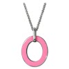 Amello Halskette Oval Emaille rosa/wei Damen Edelstahlschmuck ESKG01P