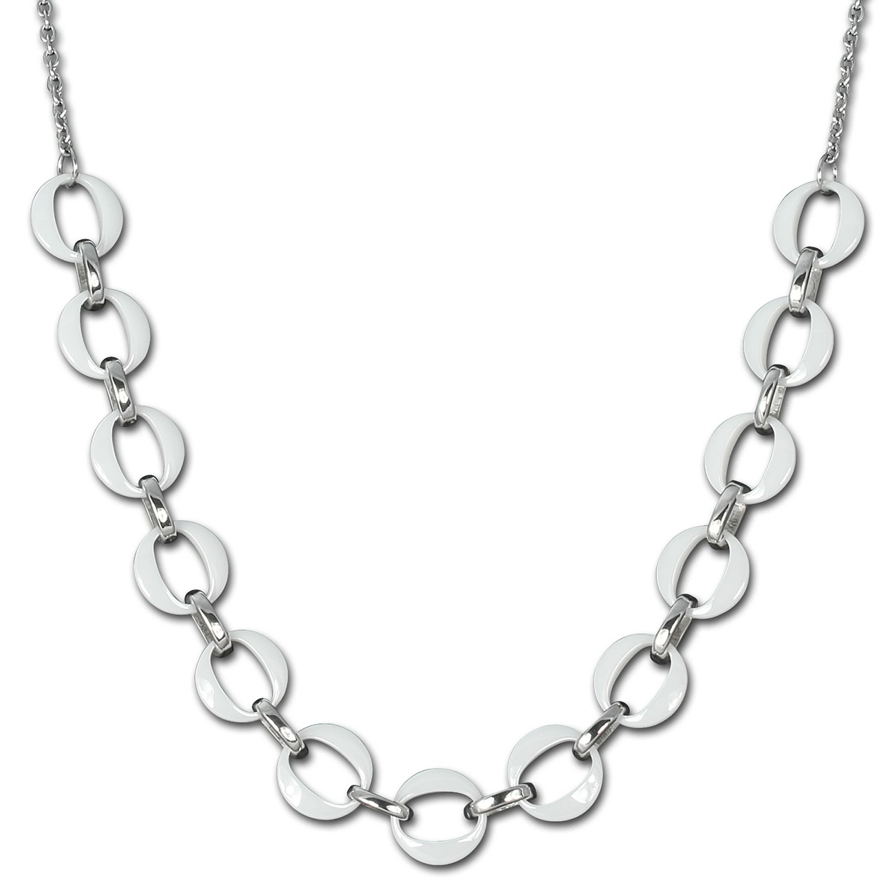 Amello Halskette Keramik Ringe weiß Damen Edelstahlschmuck ESKX02W