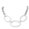 Amello Halskette Keramik Big Oval wei Damen Edelstahlschmuck ESKX04W