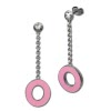 Amello Ohrstecker Oval Zirkonia Emaille rosa Ohrringe Damen Stahl ESOG03P