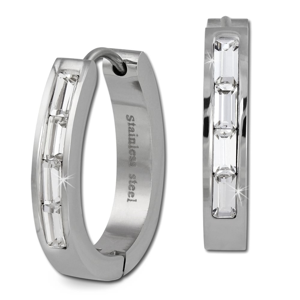 Amello Creole Oval Edelstahl Zirkonia wei Damen Ohrring ESOS08W
