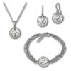 Amello Edelstahl Schmuckset Ohrring,Kette,Armband Kugel Achat wei ESSY02W