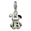 Charm Hund schwarz/weiß Charms Anhänger für Armbänder in 925 Sterling Silber - Silber Dream Charms - FC1042