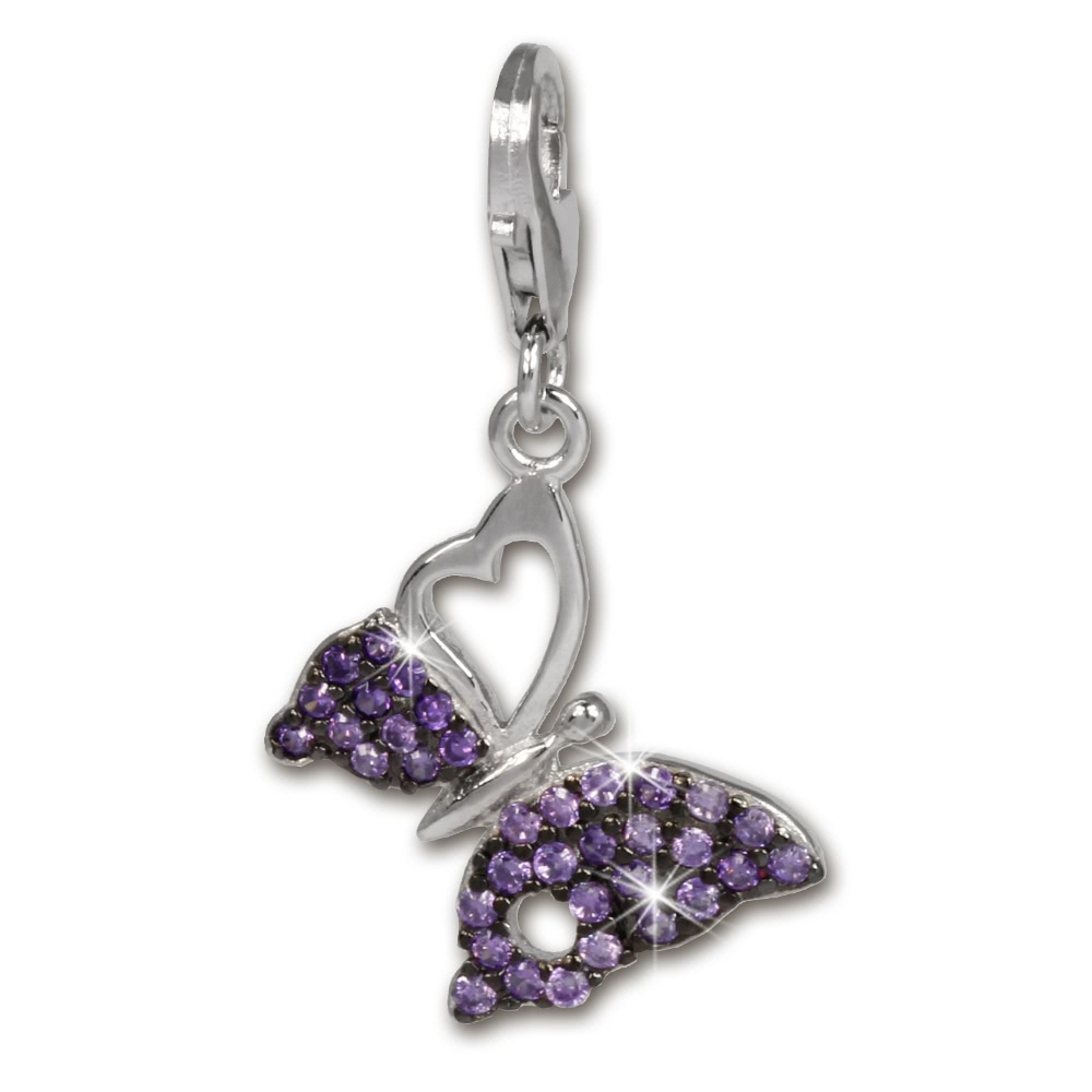 SilberDream Charm Schmetterling lila 925er Armband Anhnger FC1045V