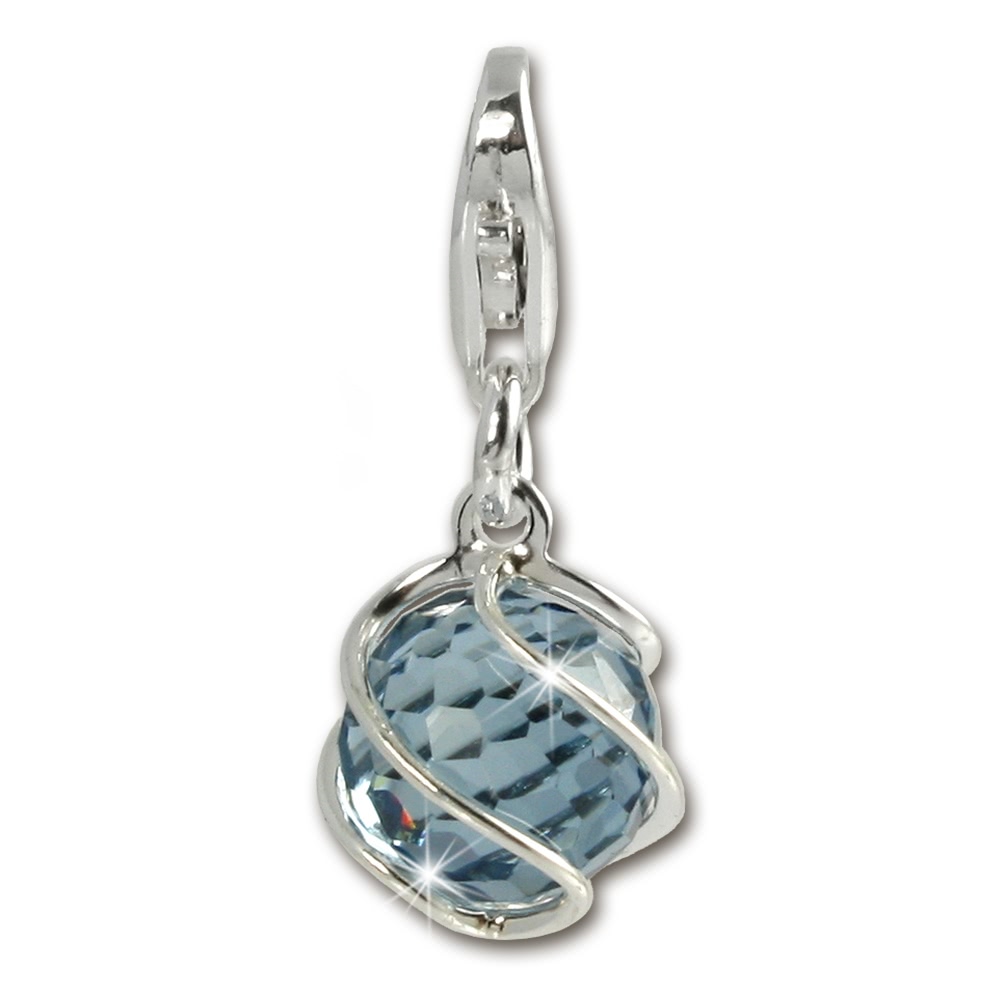 SilberDream Charm Zirkonia Kugel aqua Armband Anhnger FC200B
