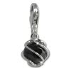 Charm Zirkonia Kugel schwarz Charms Anhänger für Armbänder - Silber Dream Charms - FC200S