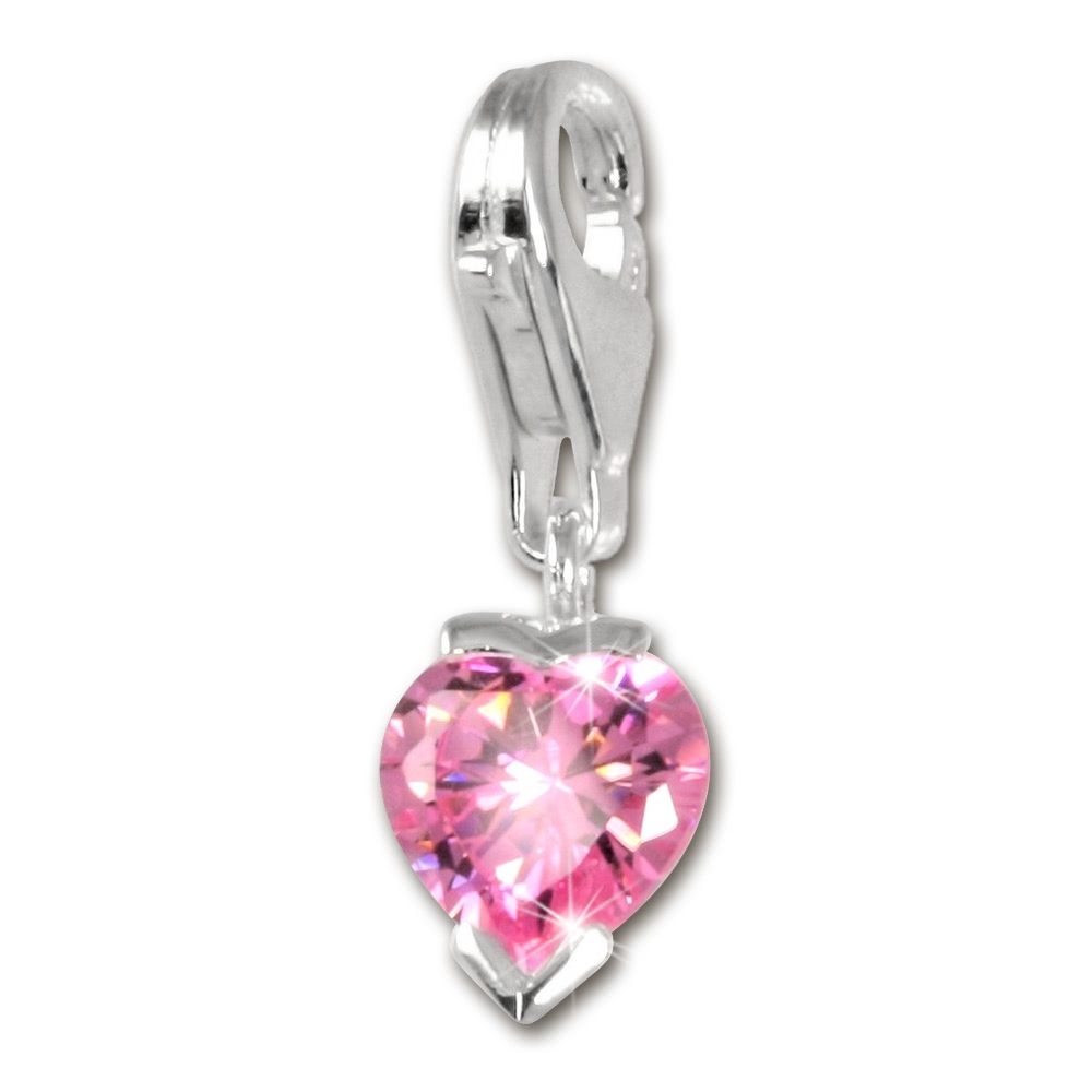SilberDream 925 Charm Herzchen pink Armband Anhnger FC208P