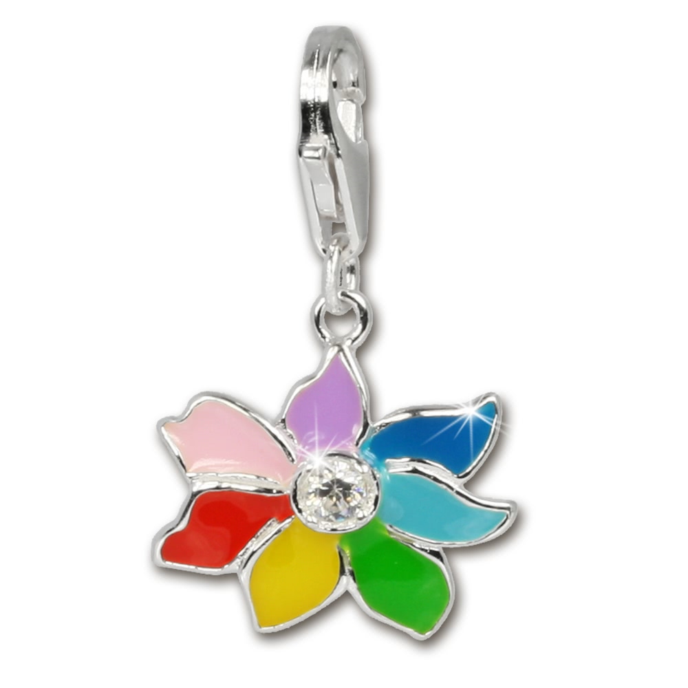 SilberDream Charm Blume bunt Armband Anh�nger 925 Silber FC252W