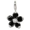 SilberDream 925 Charm Blume schwarz Armband Ketten Anhnger FC4115