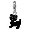 Charm Katze schwarz in 925 Sterling Silber Charms Anhänger für Armbänder - Silber Dream Charms - FC828S