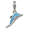 Charm Delfin hellblau in 925 Sterling Silber Charms Anhänger für Armbänder - Silber Dream Charms - FC831H