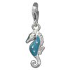 Charm Seepferd hellblau in 925 Sterling Silber Charms Anhänger für Armbänder - Silber Dream Charms - FC844H