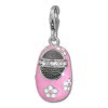 Charm Mädchenschuh Blume rosa in 925 Sterling Silber Charms Anhänger für Armbänder - Silber Dream Charms - FC853P