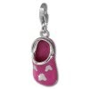 Charm Clog Schlappen pink in 925 Sterling Silber Charms Anhänger für Armbänder - Silber Dream Charms - FC871P