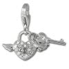 Charm Schlüssel zum Herzen rosa in 925 Sterling Silber Charms Anhänger für Armbänder - Silber Dream Charms - FC874A