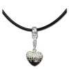 SilberDream Kette Glitzerset Herz 925er Lederkette + Anhnger FCA146