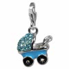 SilberDream Glitzer Charm Kinderwagen blau Zirkonia Kristalle GSC501H