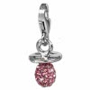 Glitzerschmuck Charm Nuckel rosa Schmuck mit Zirkonia Kristallen - Silber Dream Charms - GSC502A