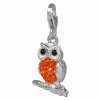 Glitzerschmuck Charm Eule orange Schmuck mit Zirkonia Kristallen - Silber Dream Charms - GSC505O