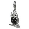 Glitzerschmuck Charm Eule schwarz Schmuck mit Zirkonia Kristallen - Silber Dream Charms - GSC505S
