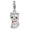 Glitzerschmuck Charm Katze weiß Schmuck mit Zirkonia Kristallen - Silber Dream Charms - GSC506W