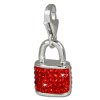 Glitzerschmuck Charm Schloss rot Schmuck mit Zirkonia Kristallen in 925 Sterling Silber - Silber Dream Charms - GSC514R