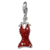 Glitzerschmuck Charm Kleid rot Schmuck mit Zirkonia Kristallen - Silber Dream Charms - GSC520R