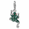 Glitzerschmuck Charm Frosch grün Schmuck mit Zirkonia Kristallen in 925 Sterling Silber - Silber Dream Charms - GSC521G