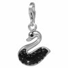 Glitzerschmuck Charm Schwan schwarz Schmuck mit Zirkonia Kristallen - Silber Dream Charms - GSC523S