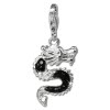 Glitzerschmuck Charm Drache schwarz Zirkonia in 925 Sterling Silber - Silber Dream Charms - GSC524S