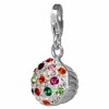 Glitzerschmuck Charm Muffin bunte Schmuck mit Zirkonia Kristallen in 925 Sterling Silber - Silber Dream Charms - GSC526F