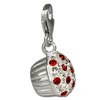 Glitzerschmuck Charm Muffin rote Schmuck mit Zirkonia Kristallen in 925 Sterling Silber - Silber Dream Charms - GSC526R