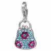 Glitzerschmuck Charm Tasche blau Schmuck mit Zirkonia Kristallen in 925 Sterling Silber - Silber Dream Charms - GSC532H